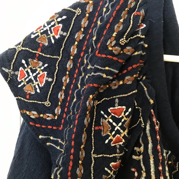 Navy embroidered off the shoulder top - Picture 3 of 4